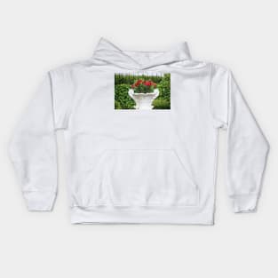 White Marble Floral Planter Kids Hoodie